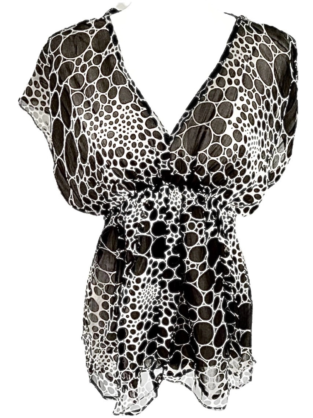 Line&Dot 100% Silk Polka Dot Blouse with Empire Waist